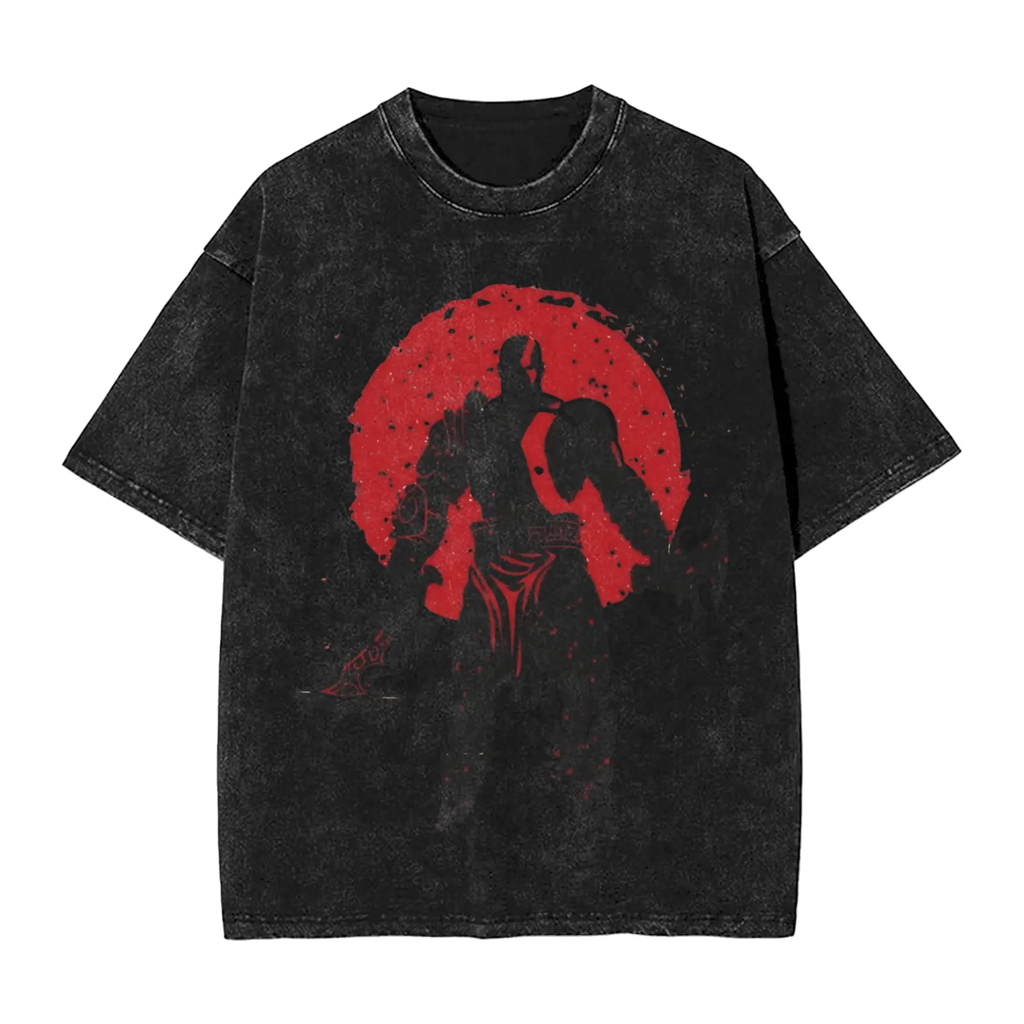 Summer Kratos Lord God of War Washed Shirts Merch Oversize T-Shirt  for Men Women Tee