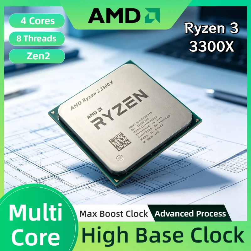 

AMD Ryzen 3 3300X 4 Core 8 Thread 3.8GHz Boost 65W L3 16M Cache AM4 Desktop Gaming Processor Bulk Pro Max 4K Unit
