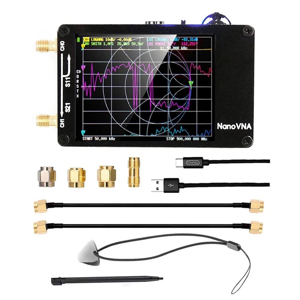 NanoVNA-H Digital Network Antenna Analyzer 10KHz-1.5GHz Nano VNA-H Tester Vector MF HF VHF UHF W/ Shell SD Card Slot