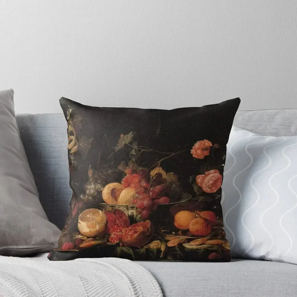 

Jan Davidsz. de Heem - Still-Life with Flowers and Fruit Throw Pillow Embroidered Cushion Cover Luxury Pillow Cover pillow