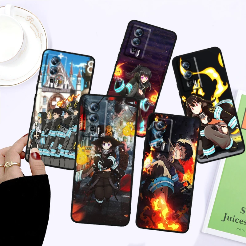 Fire Force Cartoon Anime For Xiaomi Redmi 9A 9C 9AT 10C 9 9T 10 12C 13C A3 12 K60 A1 K50 K40 5G Black TPU Phone Case