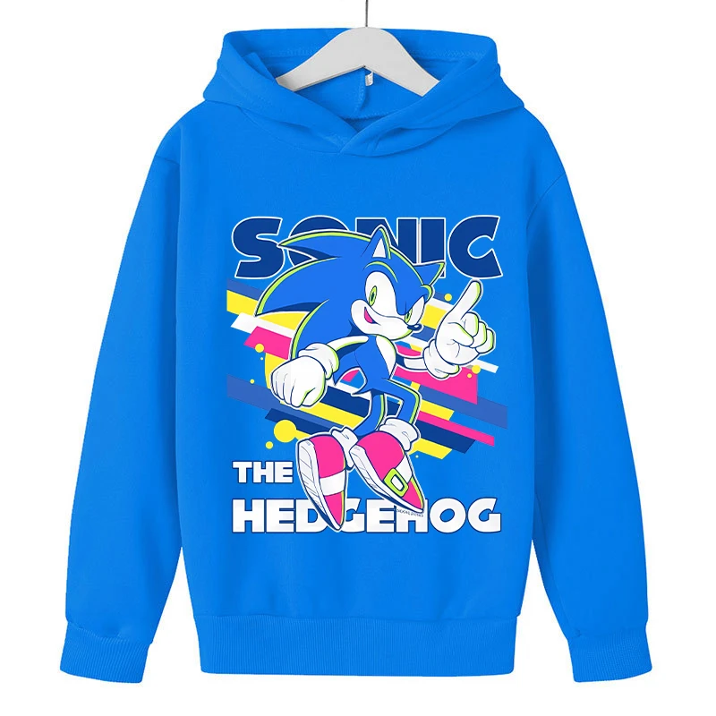 New Sonics Kids Hoodie Anime Cartoon Printed Hoodies Baby Boys Winter Casual Hooded Sweatshirts 2024 Autumn Children Clothing