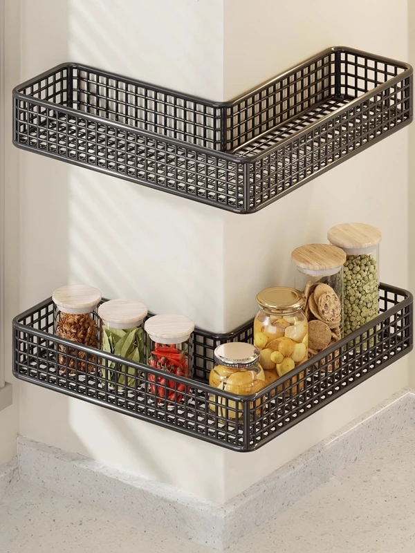 corner-kitchen-storage-rack-wall-mounted-multi-layer-metal-spice-holder-simple-modern-style-prevent-drop-for-spices