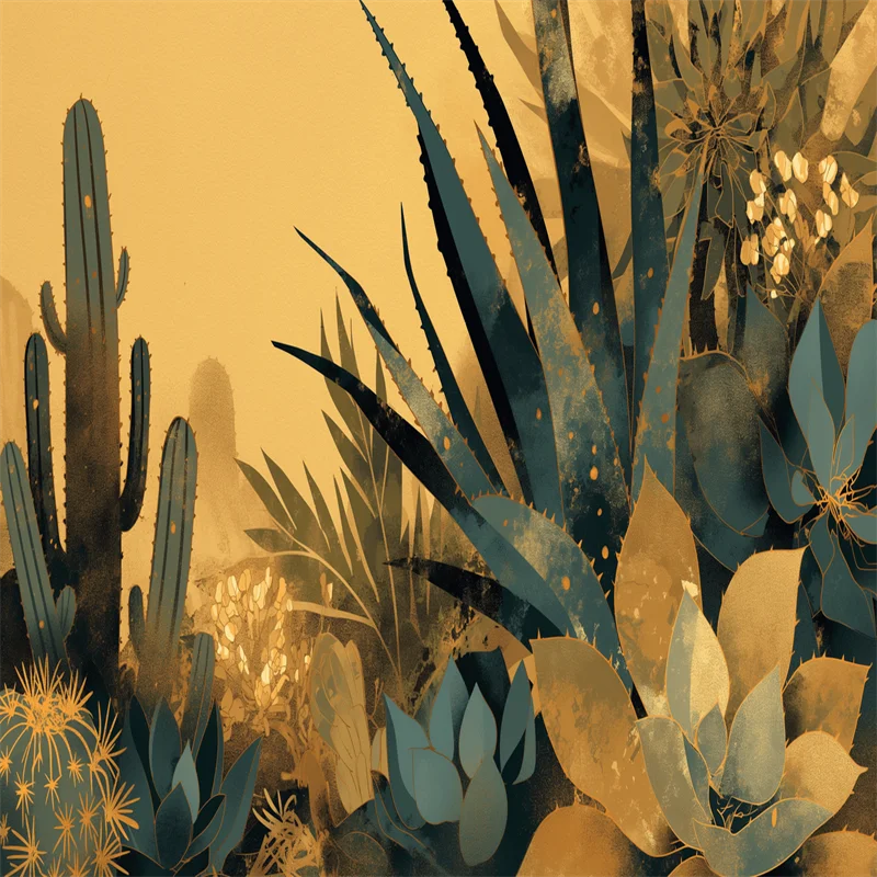 Milofi black and gold wallpaper desert cactus mural