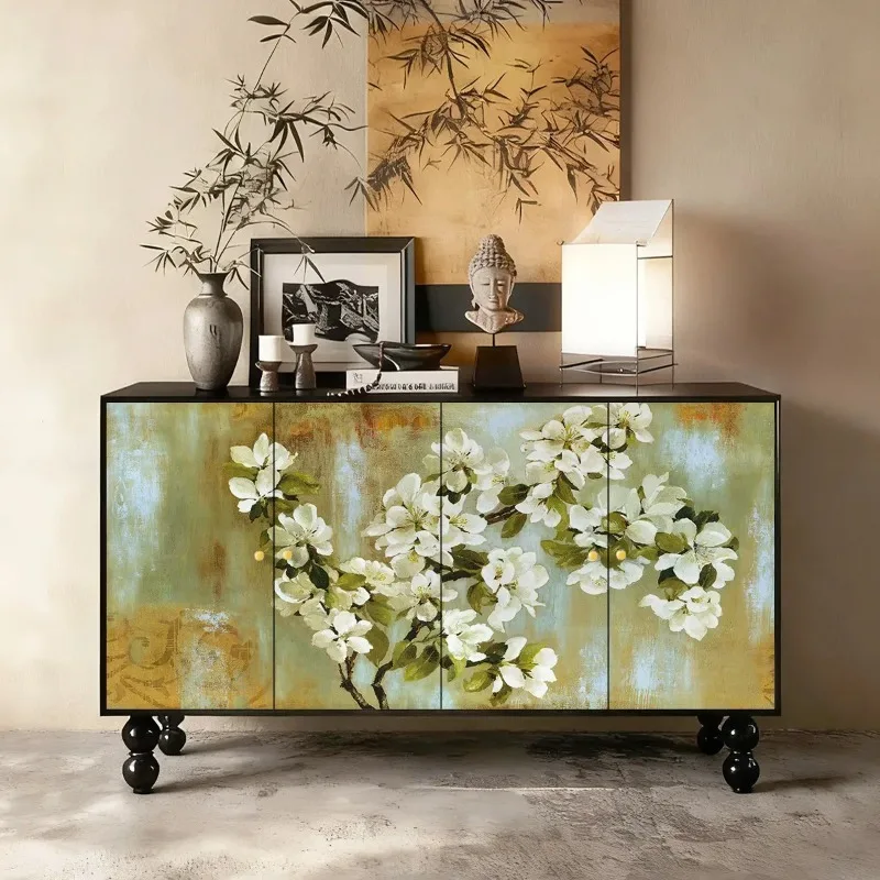 X-S  retro entrance cabinet painted flower art shoe cabinet HG