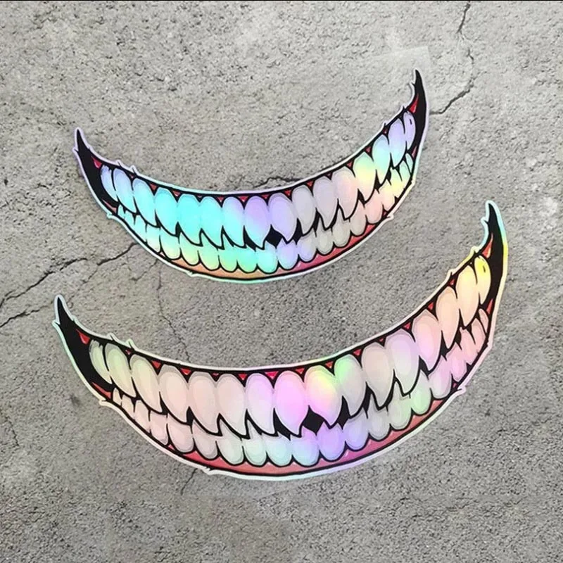 Auto Motorrad Helm Dekoration Aufkleber Dark Evil Smile Aufkleber Wasserdicht Reflektierende Pegatinas