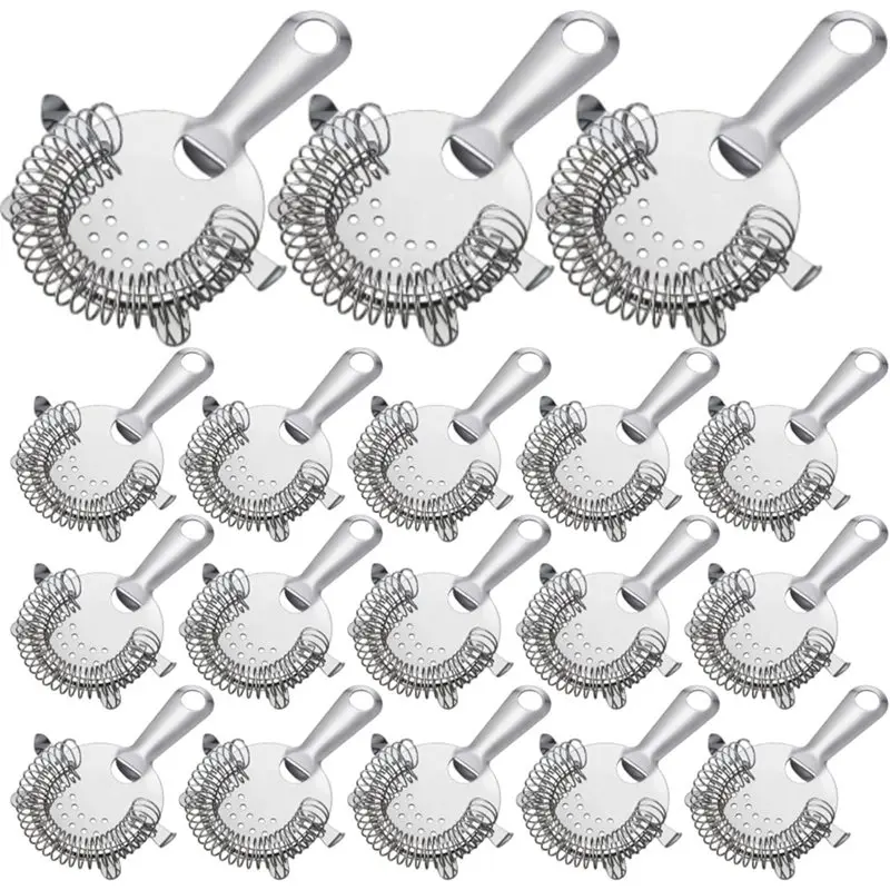 

ABZL 16 Pack Cocktail Strainer 4 Prong Stainless Steel Bar Bartender Strainer 6 Inches Silver Bar Drink Tool For Bartenders