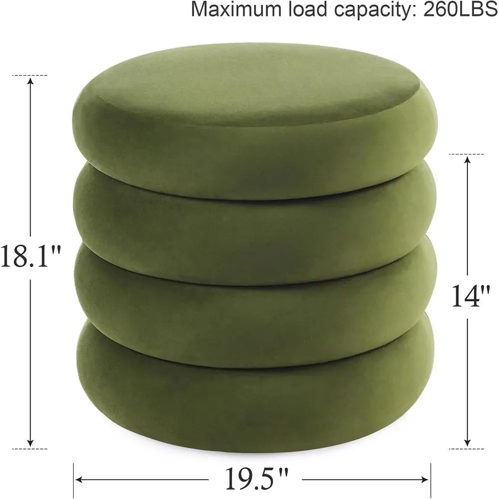 19.5" Storage Ottoman Round, Vanity Stools or Bedroom, Velvet Pou Ottoman with Removable Lid, ern Ottomam Stool or Girls Women, view 3