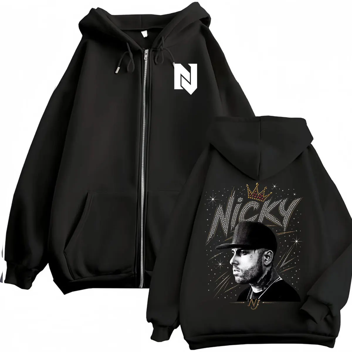Sudadera con capucha y cremallera El Ganador Nicky Jam Dimelo Papi Tour para hombre, estilo hip hop, chaqueta clásica de alta calidad con cremallera