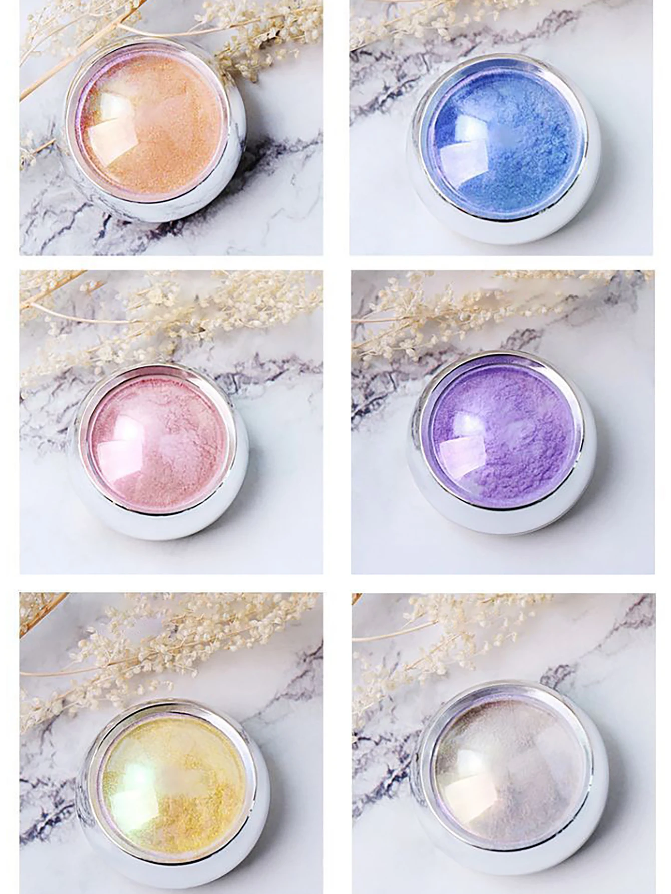 6 teile/satz Schimmernde Aurora Nagel Pulver Multichrome Metallic Spiegel Wirkung, Chameleon Gel Polnisch Qualität Tauch Pulver