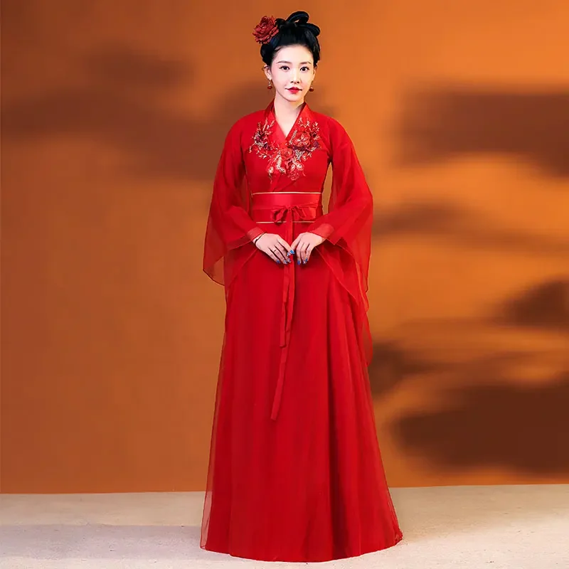 

Платье Hanfu, модная сетчатая дышащая Ретро Женская одежда, традиционное китайское платье для сказочных фильмов, ТВ, театров, ханьфу