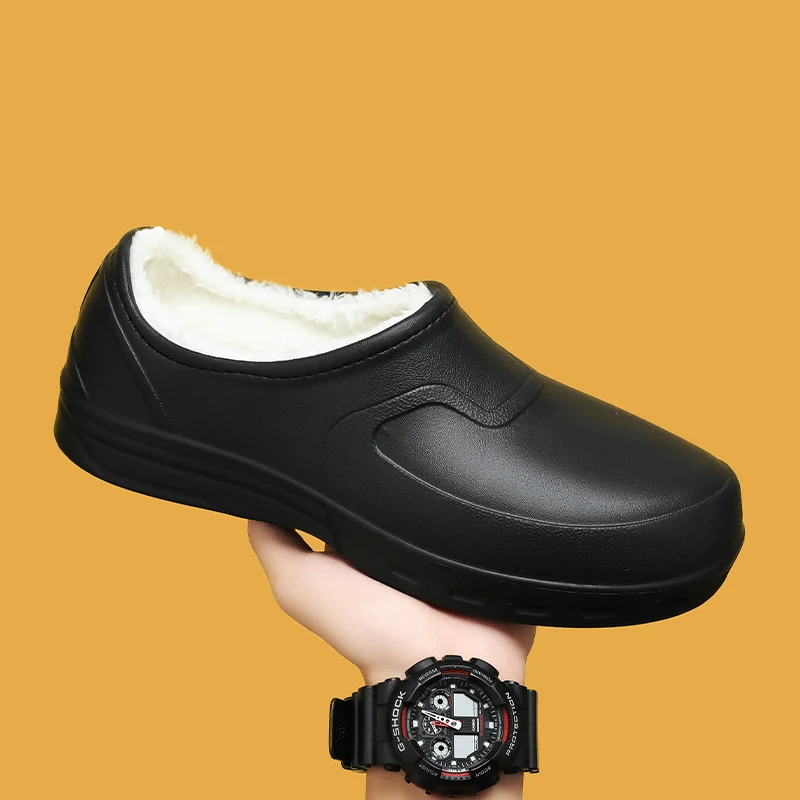 

New Fashion Cotton Slippers Men Winter Warm Home Cotton Shoes Waterproof Garden Shoes Indoor Slip on Concise Shoes