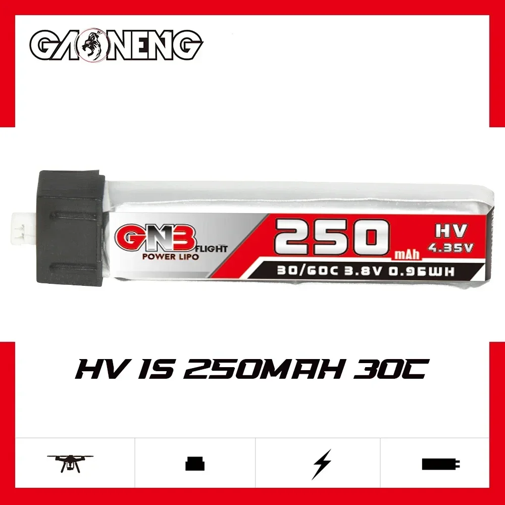 GNB 250mAh HV 1S 30C 60C 3.8V Plastic Head PH2.0 Molex 1.25 LiPo Battery for BetaFPV Beta75 Happymodel Emax Tinyhawk Racing FPV