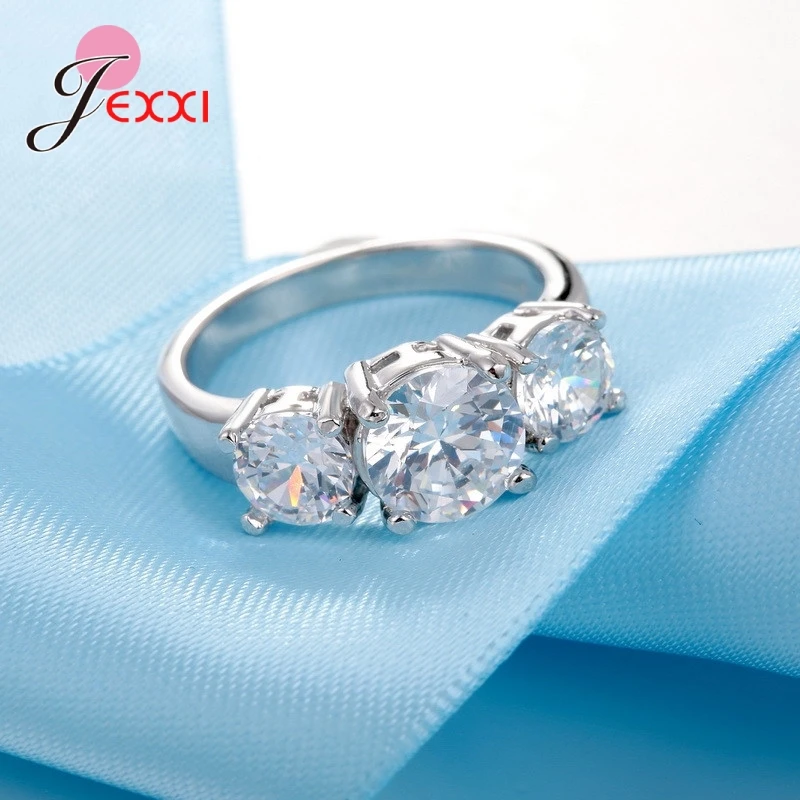 Mode Bruid Sieraden Vrouw 925 Sterling Zilveren Naald Trouwring Heldere Kristallen Dame Voorstellen Verlovingsringen Verjaardagscadeau