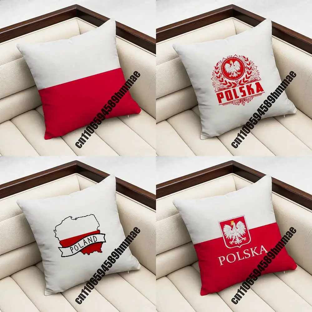 

For Thuringia Pl Pol Polska Poland EU Flag Throw Pillow Case Sham 45x45cm 40x40cm Square Car Pillowcase Pad Cushion Cover