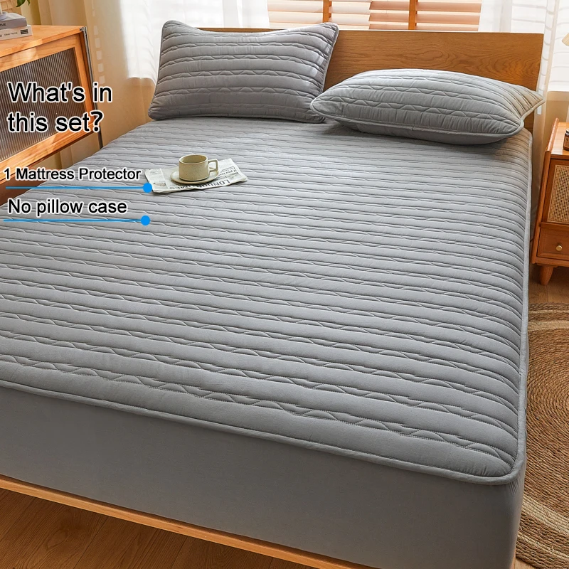 Fitted Quilted Mattress Protector Breathable Antibacterial Anti Dust Mite Mattress Pad Cover Noiseless Non Slip Mattress Cover