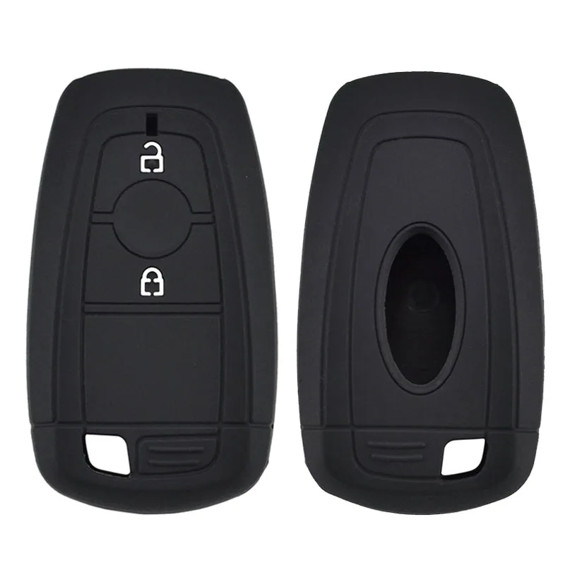 Pour Ford EcoSport 2018 2019 2020 2021 2022 clé de voiture à distance sans clé anneau chaîne coque en silicone couverture 2 boutons accessoires automobiles
