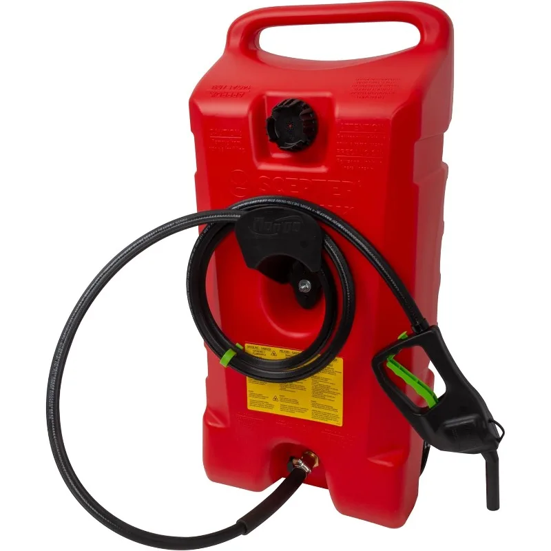 

Scepter Flo N' Go Duramax 14 Gallon Portable Gas Fuel Tank Container Caddy with LE Fluid Transfer Siphon Pump and 10-Foot Long