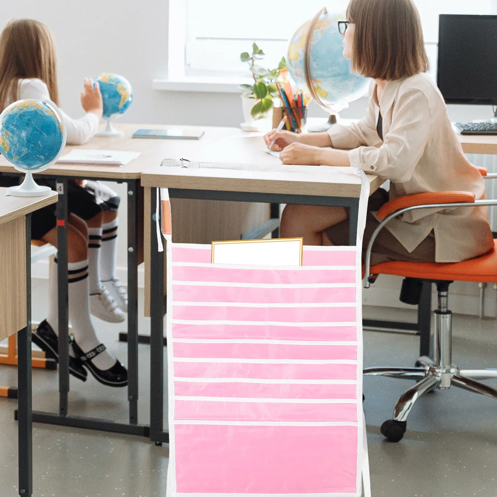 

Desk Hanging Bag Book Organizer Large Capacity 8 Pockets 2 Pouches Student Desk Storage Oxford Fabric Tidy Classroom Office