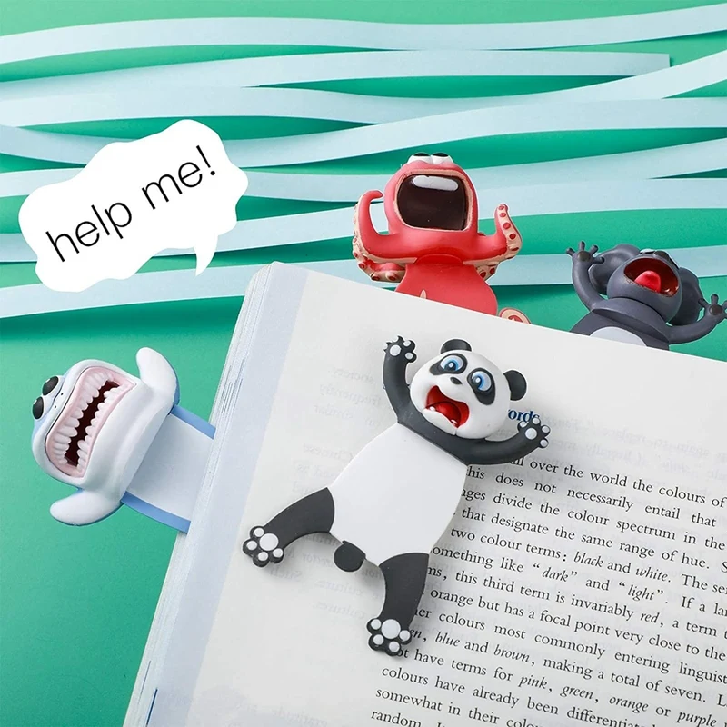 4PCS 3D Cartoon Animal Bookmark Kit For Kids Novelty Funny Cute Bookmarks Reading Bookmark Presents Party Favors