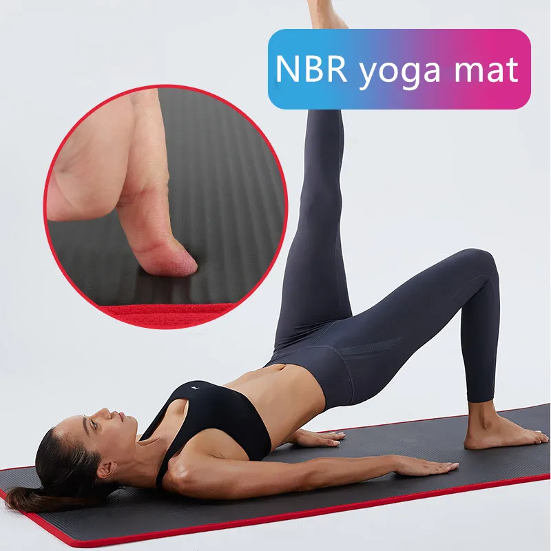 10MM bardzo gruba 183cmX61cm wysokiej jakoลci NRB antypoลlizgowe maty do jogi dla Fitness Tasteless Pilates Gym ฤwiczenia klocki z bandaลผami