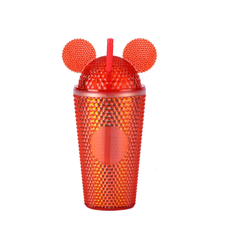 double wall 473ml 480ml 500ml 16oz mouse ears plastic durian tumbler durian cup with mouse ears cap lid