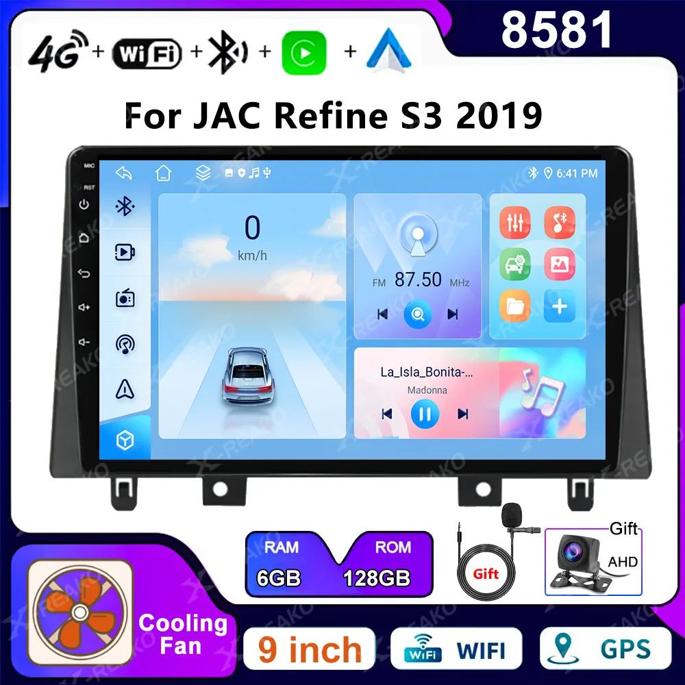 X-REAKO Carplay Android Auto Car Radio Stereo For JAC Refine S3 2019 2 din 9 inch Multimedia Video Player GPS Navigation QLED 4G