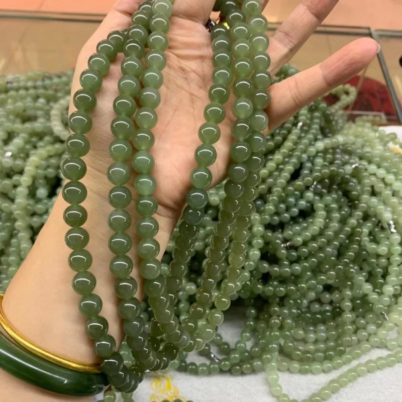 

Hetian Jade 108 Qinghai Material 8Mm Round Buddha Mom Bracelet Beads Accessories Components