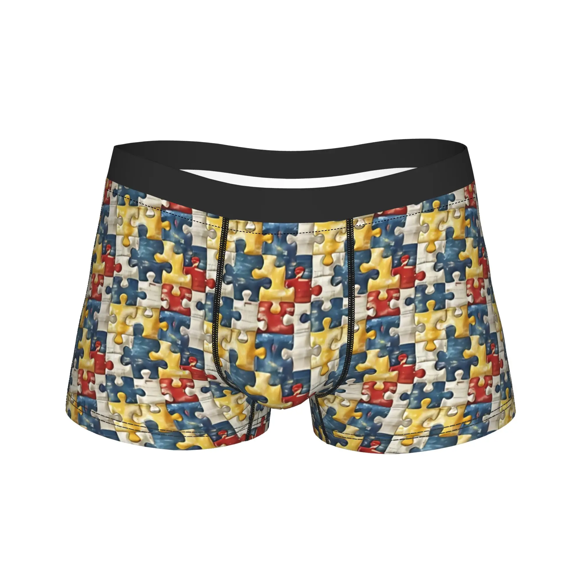 

Puzzle Pieces Boxer Brief Underwear Quality Men Breathable Boxer Shorts Design Large Size Panties