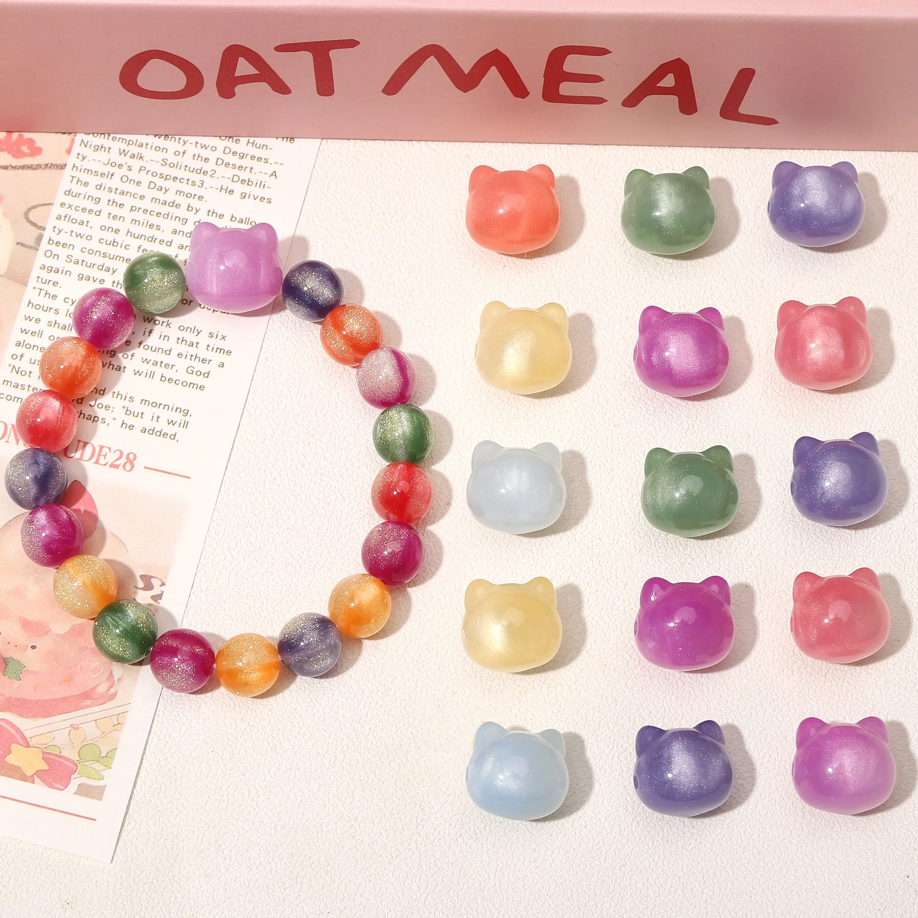 1Pc/bag 15x16mm Resin UV Photosensitive UV Color Changing Cute Kitten Head Bead For Bracelet DIY Jewelry Handmade Accessories