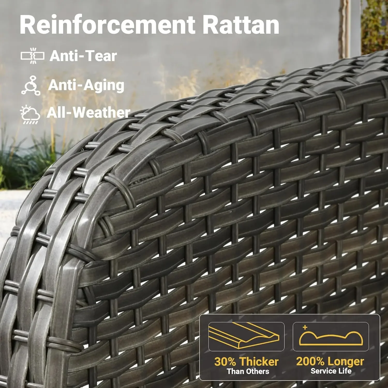 [¡Oferta de tiempo limitado, ¡Solo hoy! ]Juego de muebles de patio de 2 piezas, sillas de mimbre para exteriores de 2, sillas de ratán con respaldo alto para todo tipo de clima 2