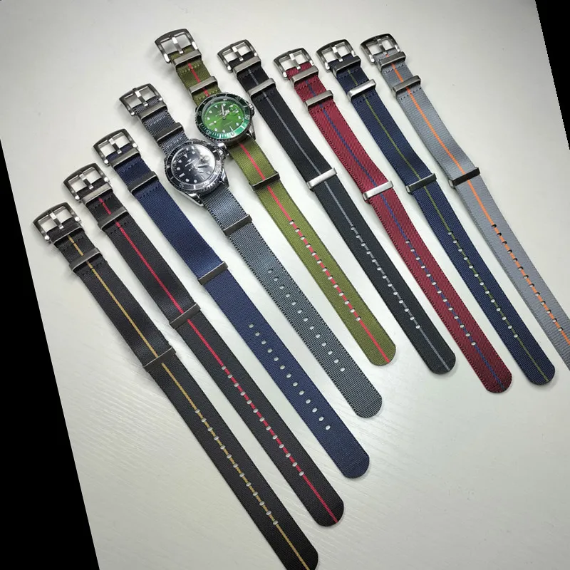 Lengthened nylon watch strap new design double striped models men's and women's 18.20.22MM