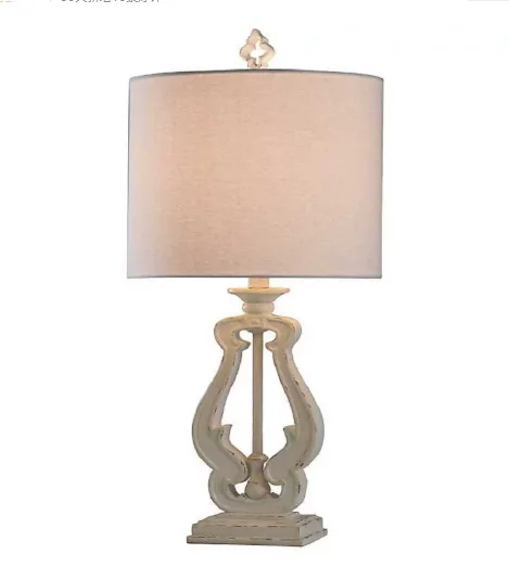American wooden desk lamp solid wood distressed antique creative carving vintage white for living room bedroom headboard light
