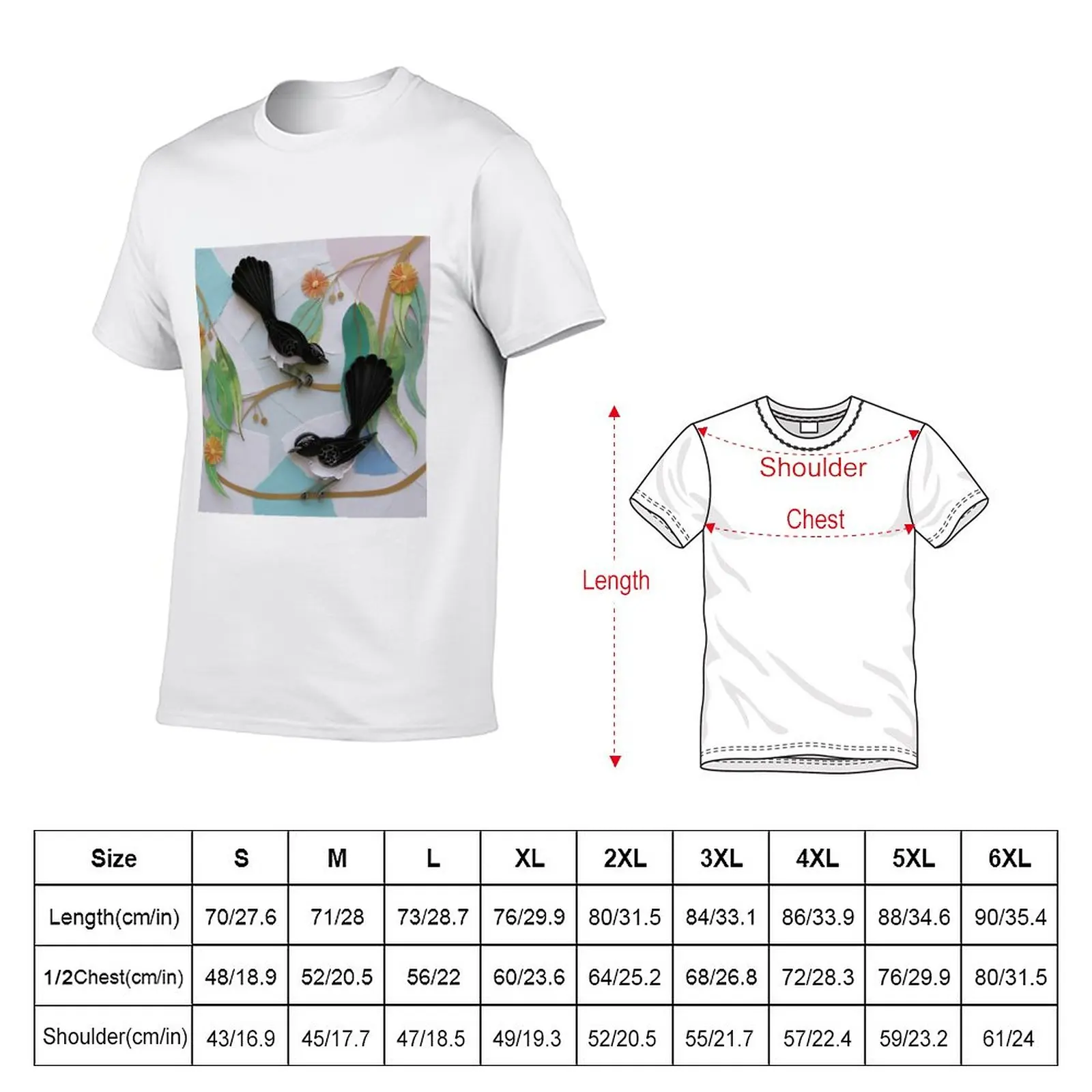 New Austalian Willie Wagtails with Orange Gum Blossoms T-Shirt Anime t-shirt sublime t shirt men t shirts