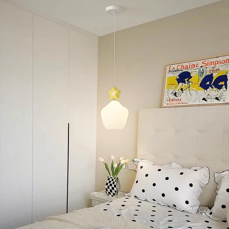 Modern Children's Room Small Pendant Lights LED Star Shaped Lamp Baby Room Nursery Boy Girl Bedroom Bedside Suspension Lamps