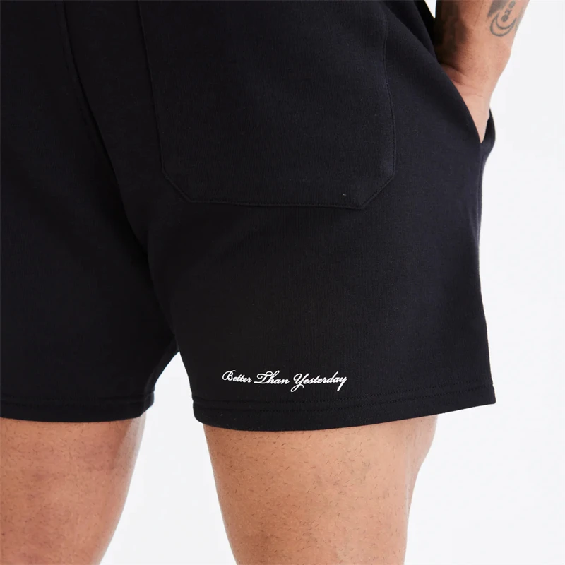 2024 New cotton black men\'s shorts Streetwear casual five-cent pants Jogger gym fitness exercise fashion sweatpants