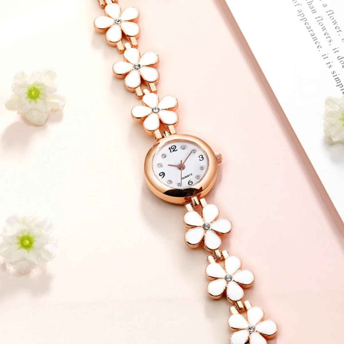 Fashion small watch for women 2024 luxury rhinestone flower bracelet stainless steel strap dress female clock relogio feminino