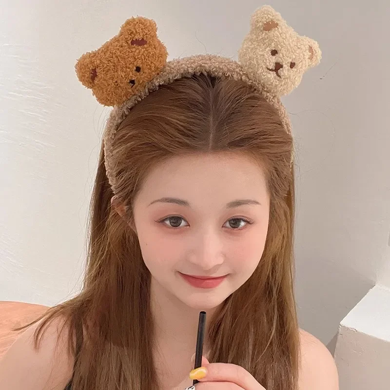 

Women's face-washing hairband cute three-dimensional bear headband hairband New hairpin hairpin hairpin plush headwear