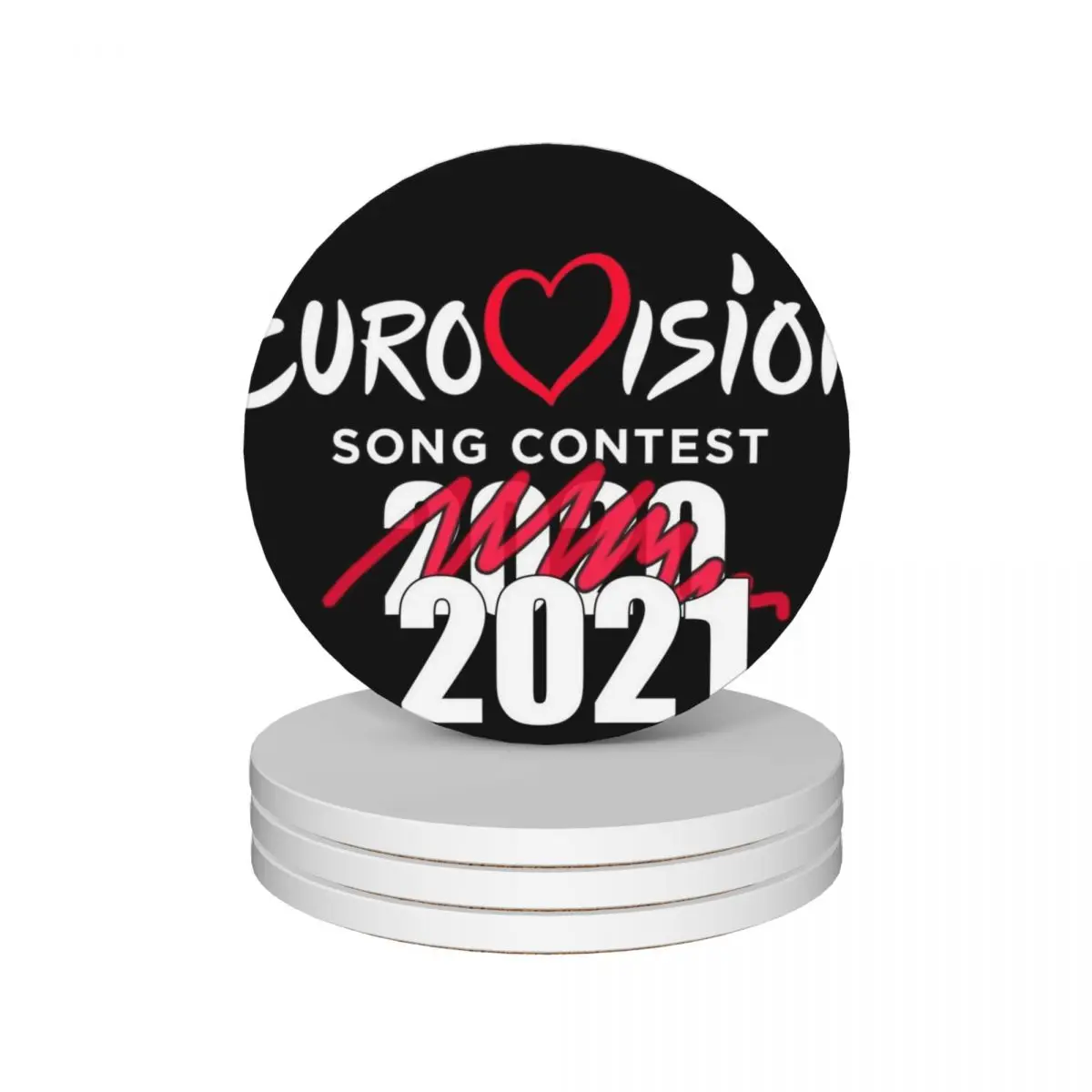 Eurovision Song Contest 2020 cancelled 2021 - funny ESC Ceramic Coasters (Set of 4) Cup for tea tile Coasters