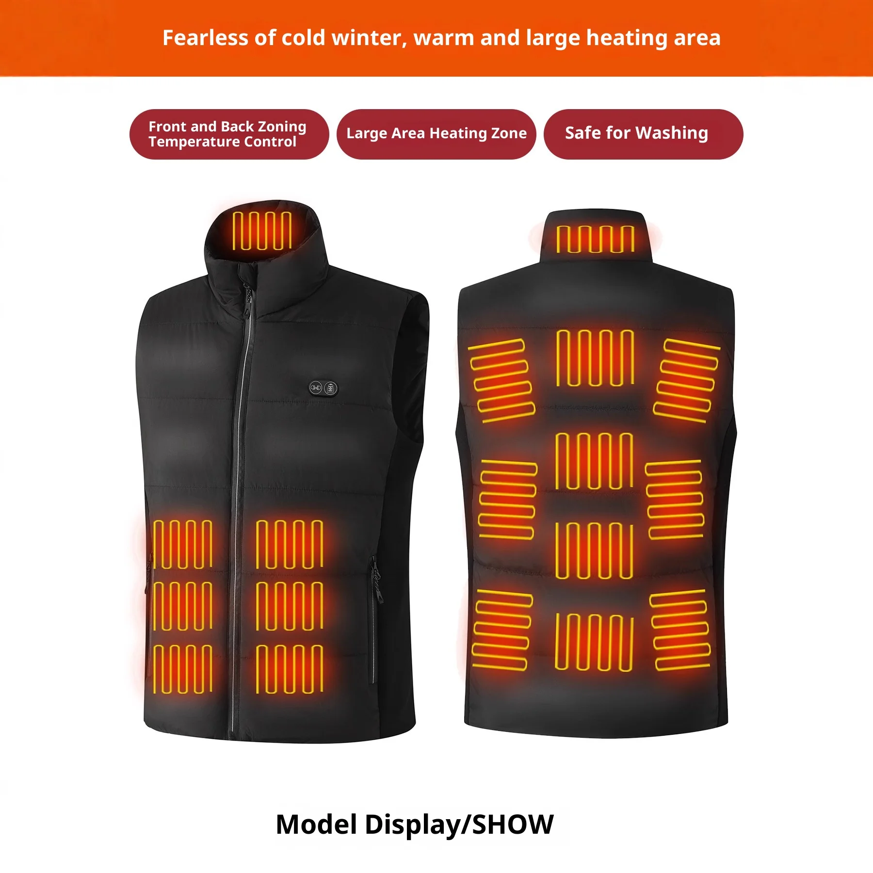 Neue Smart Heizung Weste Männer Frauen 17 Zonen Dual Control Temperatur Fleece Stehkragen USB Elektrische Thermische Winter Weste – Detail 4