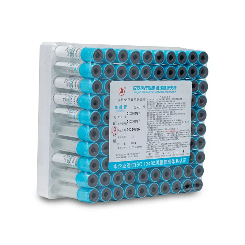 Tubo de recolección de sangre al vacío estéril desechable, 1:9 citrato de sodio, tubo de prueba de laboratorio PRP, tubos de plástico azul superior, 50 unids/lote