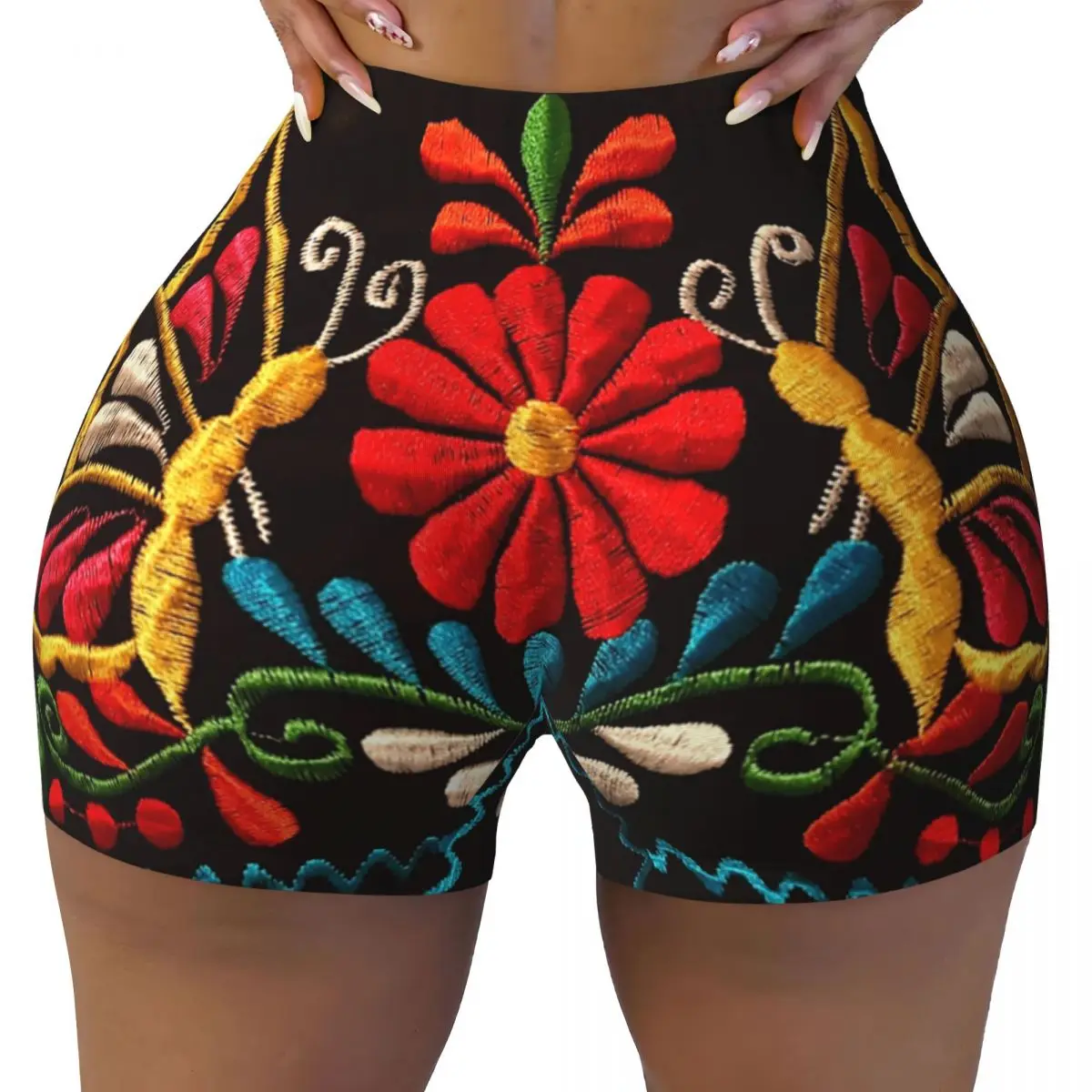 

Custom Butterflies And A Red Flower Workout Biker Running Shorts for Women Gym Yoga Shorts