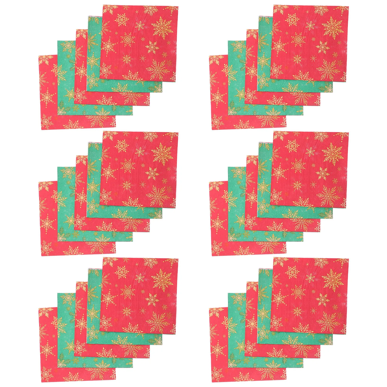 

100Pcs Red Green Napkins Disposable Snowflake Christmas Dinner Tissues Festive Holiday Party Supplies Decorations
