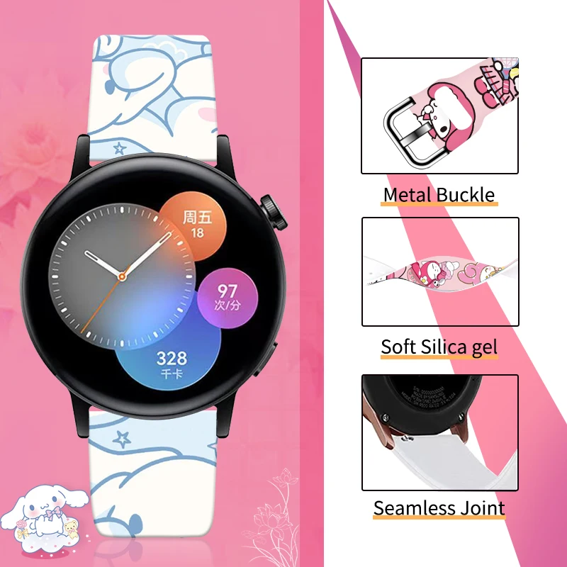 

Cinnamoroll Printed Strap for Apple Watch 46mm 44mm 42mm 41mm Silicone Band Replaceable Watchband for iWatch 11 10 9 8 SE