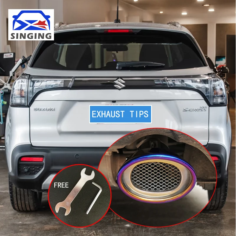 Exhaust Tips Car Muffler End Pipe Stainless Steel Tail Cosmetic Decoration Accessory Parts for Suzuki S-Cross S Cross 2022-2025