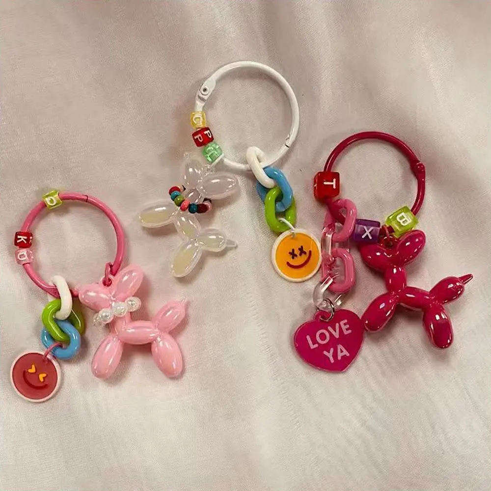 New Balloon Dog Car Keychain Pendant, Love Accessories, Bag Charms, Small Gifts for Girls