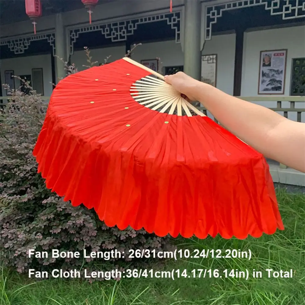 Abanico corto chino de bambú para danza del vientre, 26/31cm, seda de medio círculo de 10cm, 9 estilos, abanicos de bambú, Color puro, tinte a mano, abanico para adultos