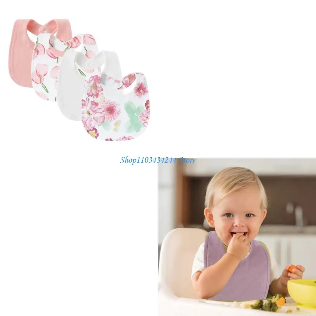 

G2TC 4pcs Baby Bib Bib Satchabless Cotton Bandana Scarf Scarf Слюди из бурки для новорожденных мальчиков и девочек