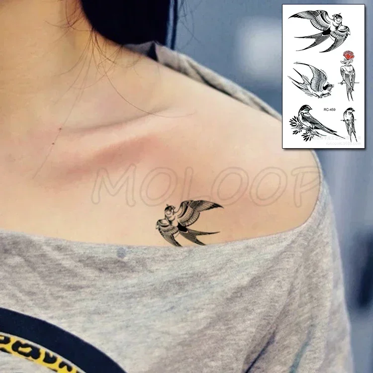 Tatuagem temporária à prova dwaterproof água adesivo pássaro animal padrão pequeno tatoo adesivos flash tatuagens falsas para menina