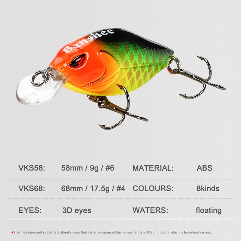 Banshee 58/68mm 9/17.5g Crankbaits Fishing Lure Floating Artificial Jerk Hard Bait Wobblers for Trolling Pike Bass Perch Minnow